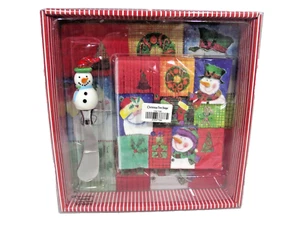 Christmas Tree Shops Glass Cutting Board/Spreader/ Napkins/Snowman Gift Set - Picture 1 of 5