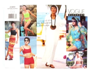 Vogue 2300 Misses' Beachwear Cover-Up Bikini Shorts Sarong Sizes 12-14-16 1999 - Picture 1 of 11