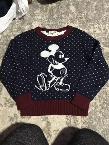 Disney Mickey  Stands Navy Sweater Size Boy's 8 Wool Blend - Picture 1 of 7