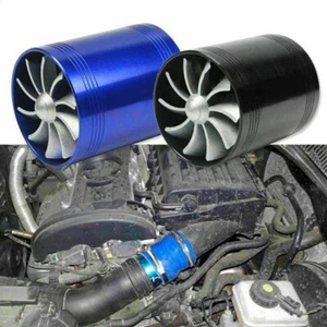 F1-Z Double Turbine Turbo Charger Air Intake Gas Fuel Saver Fan Car Universal - Picture 1 of 12