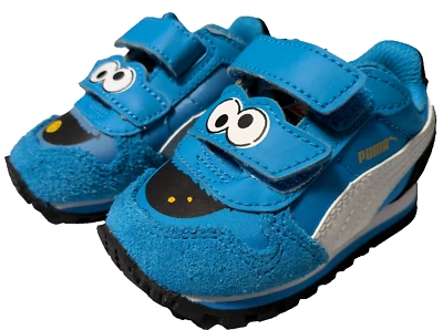 PUMA x SESAME STREET COOKIE MONSTER Baby Size 4C Blue Sneakers EUC - Image 1 of 4