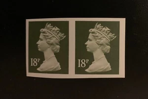 18p DEEP OLIVE-GREY IMPERF PAIR ERROR SG X955a - Picture 1 of 2