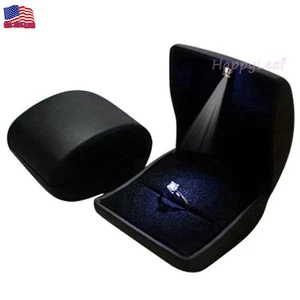 LilyTreacy PU Leder LED beleuchtet Ring Box Ohrring Etui Vorschlag Verlobungsgeschenk - Bild 1 von 9