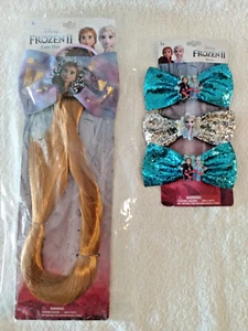 NEW Frozen Anna Girls Clip Ponytail And Pack of 3 Frozen Clip Bows - Picture 1 of 4