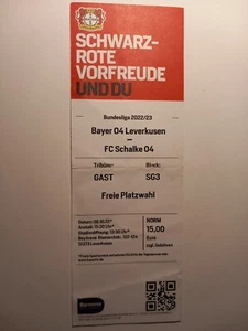 Eintrittskarte Ticket Fußball Bundesliga 22/23 Bayer Leverkusen - FC Schalke 04 - Bild 1 von 1