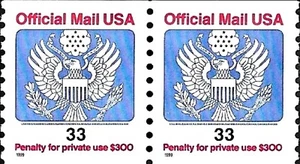 US #O157 MNH Pair 1993 33c Stylized Eagle Shield Arrow Stars Official Mail Coil - Picture 1 of 1