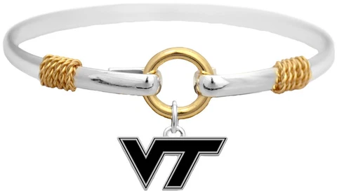 Virginia Tech Hokies Two Tone Silver Gold Cuff Bangle Bracelet Charm Jewelry VTU Cover