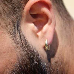 Men's Small Hoop Huggie Lovely Earrings 14k Yellow Gold Plated - Picture 1 of 6