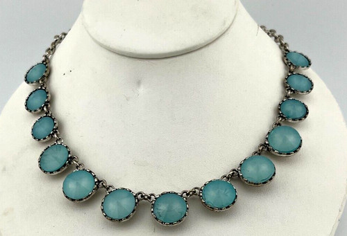 VETEMENTS Collana Moda Argento Catena Medaglioni Blu Opachi 21 In Cielo Regolabile