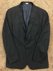 Traje CALVIN KLEIN Gris carbón Mezcla Lana Rayas Frente Plano Hombre L 32 X 30 - Imagen 1 de 7