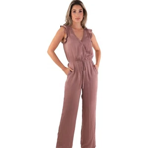 Mustard Seed V-Neck Flutter Sleeve Wide Leg Mauve Jumpsuit New w/Tag Women's Med - Picture 1 of 6