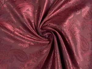 Paisley Jacquard Satin Lining Fabric Material WINE RED - Picture 1 of 5