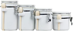 Canister Sets for the Kitchen (4 Piece Set) White, High Gloss Ceramic - Picture 1 of 8