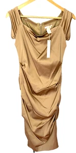 issue New York Womens Ruched Satin Cocktail Bodycon Evening Dress Size 8 NWT - Picture 1 of 6