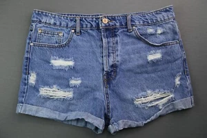Jeans donna Forever 21 pantaloncino corto con polsini invecchiato vita alta taglia 30 (Msr 33x1) - Foto 1 di 5