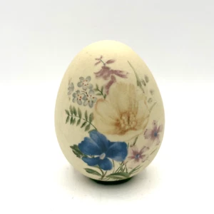Huevo de Pascua de porcelana bisque de transferencia pintado floral - Imagen 1 de 6