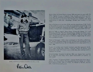 Foto biográfica firmada por la USAF Robin Olds Segunda Guerra Mundial/Vietnam Fighter Ace 17V AFC - Imagen 1 de 2