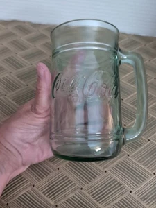 Set aus 2 Vintage Coca Cola Coke Grün Tassen mit Griffen Indiana Glas 16 Unzen 5,5 Zoll - Bild 1 von 1