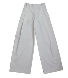 Melitta Baumeister Trousers Women Size 2 White Pleated Wide Leg Tall Waist 28” - Picture 1 of 18
