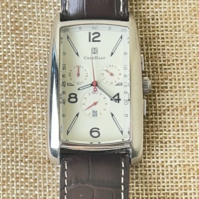 Cole Haan Men’s Asymmetrical Quartz Tankard Chronograph Watch CR1017 50m - image 1 of 4