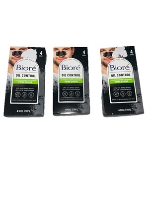 3 Box Bioré Men’s Charcoal Deep Cleansing Pore Nose Strips 4 Ea Total 12 Face - Image 1 of 4