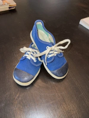 Vintage 1972 PF FLYERS Converse Blue Canvas Athletic Shoes Boys / Toddlers 6 USA - Image 1 of 4