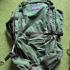 VTG Rare Jansport Hiking Backpack Camping USA Old Used Green - Picture 1 of 11
