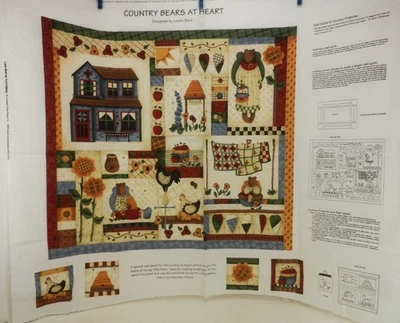 "Country Bears at Heart" Leslie Beck VIP Cranston Quilt Fabric Project Panel - Image 1 of 4