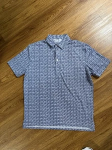Ibkul Performance Polo Shirt Skull All Over Print Mens Sz Large Quick Dry Blue - Picture 1 of 3