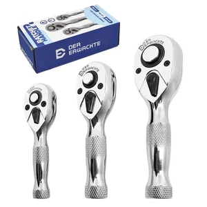 Set Cricchetto Stubby 3 Pezzi, Sgancio Rapido Reversibile, 1/4", 3/8", 1/2" Drive... - Foto 1 di 7