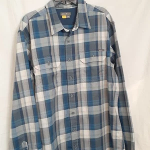 Eddie Bauer Long Sleeve Blue Plaid Button Up Flannel Jacket Men's XLT - Picture 1 of 13