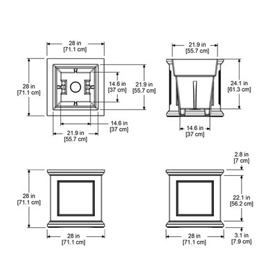 Mayne Fairfield 28x28 Square Traditional Plastic Planter in White - Image 1 of 4