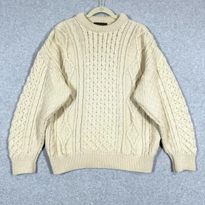 Callan Sweater Men Medium 100% Wool Fisherman Cable Knit Chunky Pullover Ireland - Picture 1 of 12