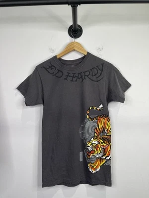 Мужская винтажная футболка Y2K Ed Hardy Graphic Tiger Wraparound серая размер S - Изображение 1 из 4