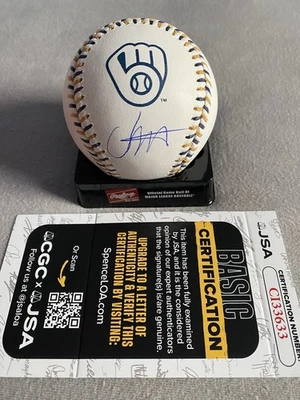 MILWAUKEE BREWERS- JESUS MADE AUTOGRAPH BREWERS MLB LOGO BASEBALL JSA CI33633 - Image 1 of 2