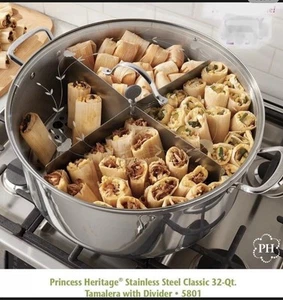 P.H. Heritage Stainless Steel Classic 32-Qt. Tamalera with Divider (5801) NIB - Picture 1 of 8