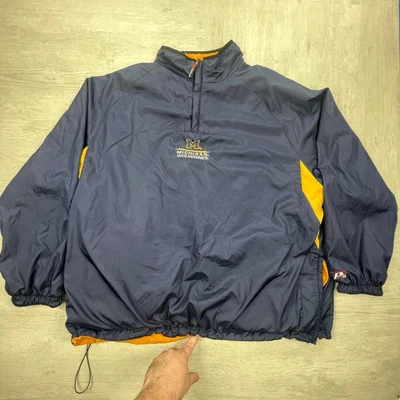 Vintage 90s Michigan Wolverines Reversible Coat Size: XL Blue Yellow College - Image 1 of 4