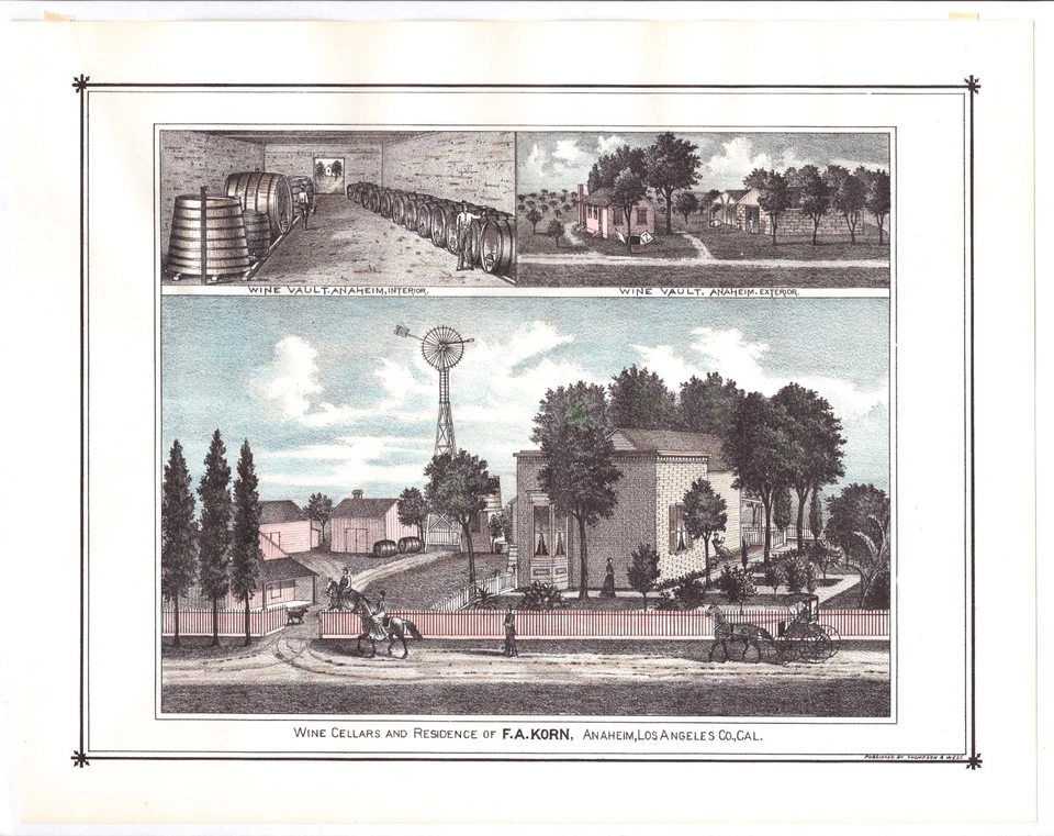 California Los Angeles Anaheim 1880 Korn Farm Cellar Thompson & West 1959 REPRO - Imagem 1 de 1