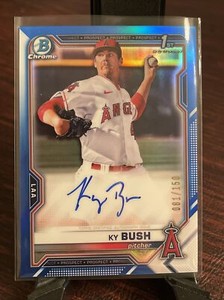 Ky Bush 2021 Bowman Draft Chrome True Blue Refractor Auto 1st Bowman #d /150
