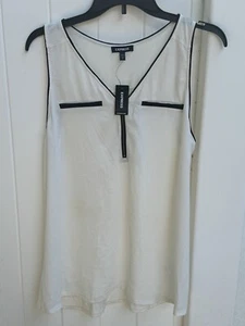 Express Women's Ivory Sleeveless Zipper Shell Top NWT Size Large L - Picture 1 of 10
