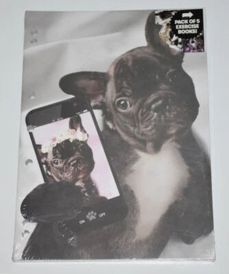 Typo WORK IT OUT Pack of 5 A4 Exercise Books. DOGS SELFIES Brand New & Sealed - Image 1 of 3