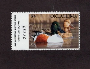 OK19 - Oklahoma State Duck Stamp. 1998 Single. MNH. OG. - Picture 1 of 1
