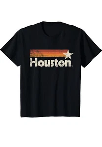 Houston Texas Vintage Houston Stripes Strong Old 70s 80s 90s T-Shirt (D1) - Picture 1 of 2