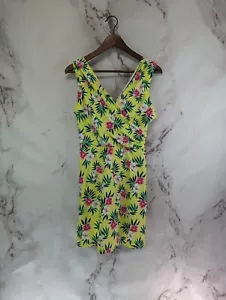 Lands End Swim Dress Womens 12 Large Yellow Floral One Piece Bikini Suit Skirt - Picture 1 of 12