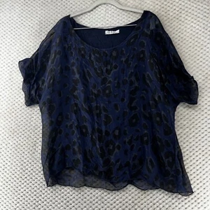 Gigi Moda Leopard Print Blouse Sheer Silk Blend Top Made in Italy Oversized - Picture 1 of 7