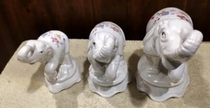 De colección Sophia Ann Cerámica Elefante Trío Estatuillas Decoración del Hogar Estante Exhibición - Imagen 1 de 8