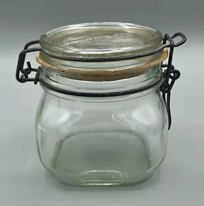 DE COLECCIÓN FRASCO DE VIDRIO HERMÉTICO TAPA DE ALMACENAMIENTO ÚNICO 16,9 OZ Inglaterra - Imagen 1 de 4