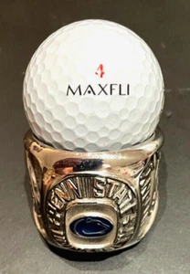HUGE 2 Inch Diameter 5 Ounce PENN STATE Silvertone Ring with Sapphire-Like Jewel - Picture 1 of 7