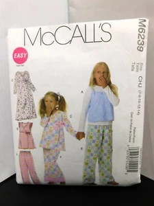 McCall's M6239 Sewing pattern kid's PAJAMAS NIGHTGOWN size 7-14 Cut - Picture 1 of 2