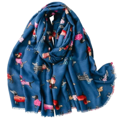 Furever Gifts Ladies Dachshund Dog Large Scarf Wrap Cotton Blend Dog Lover Gift - Image 1 of 4
